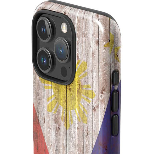 Philippines Flag Dark Wood iPhone 16 Pro Impact Case